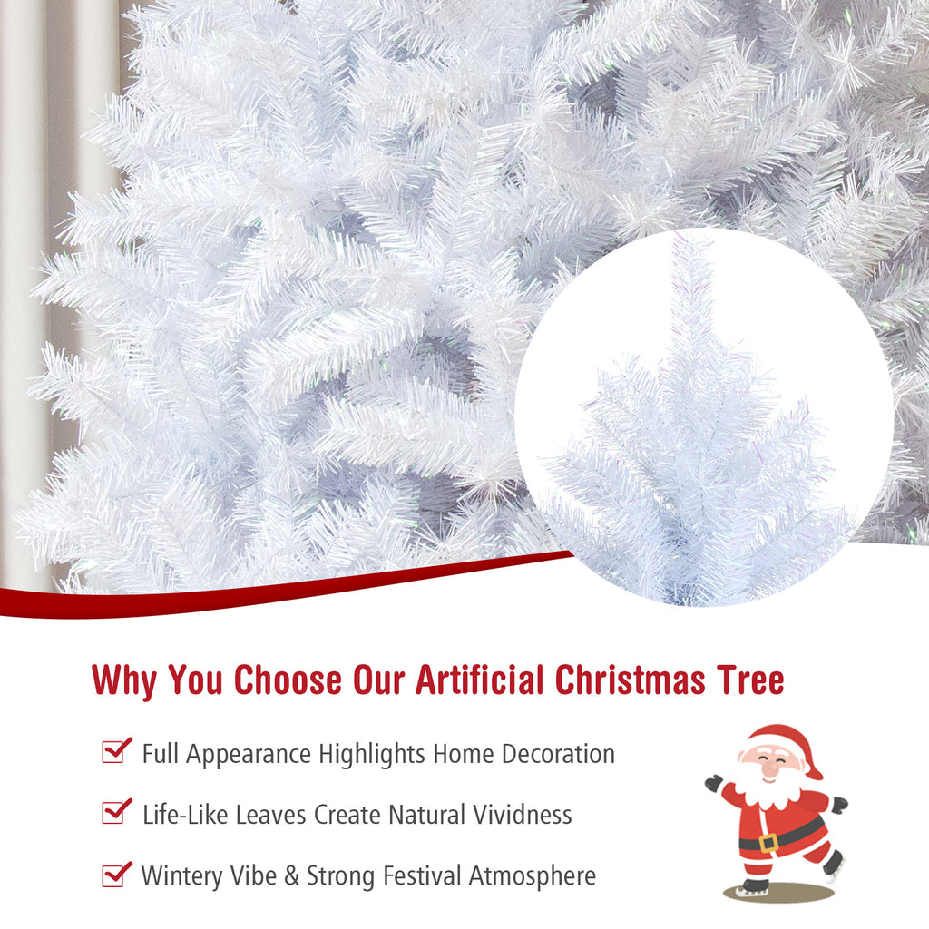 Topbuy 6FT White Realistic Xmas Tree, Lush Christmas Tree W/ 792 PVC & PET Branch Tips