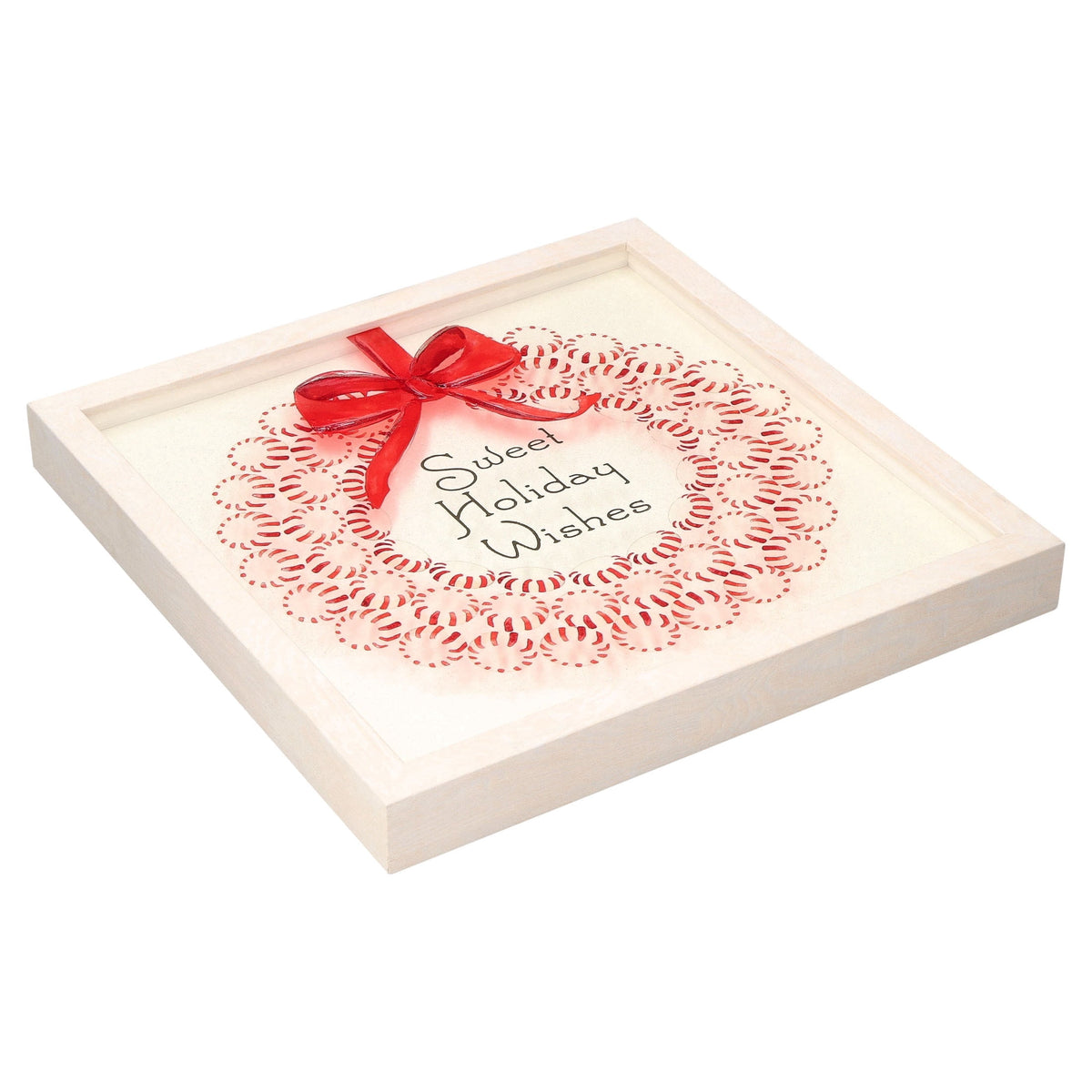 Sweet Holiday Wishes Framed Christmas Wall Art, Red and White, 12" x 12", by Holiday Time