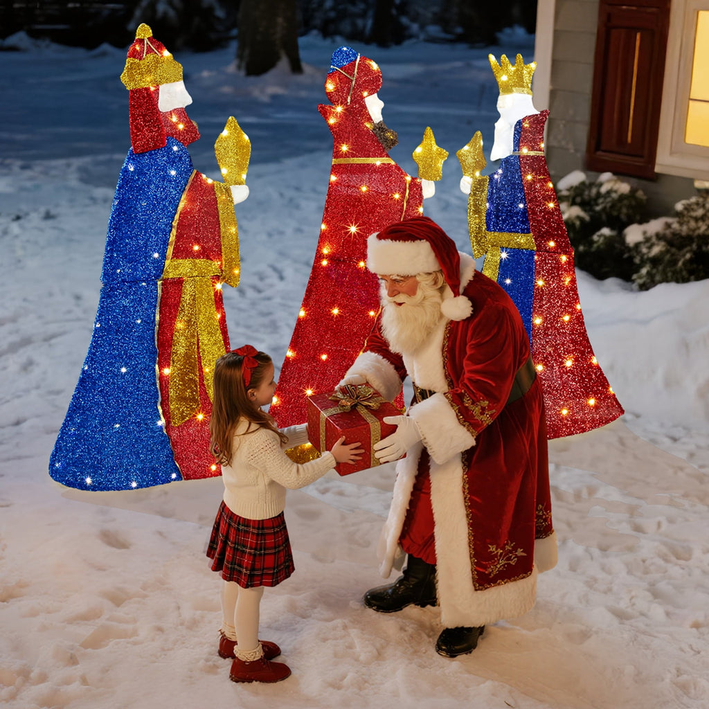 Ktaxon 6ft Christmas Lighted Three Kings Decor,Three Wise Man,Holy Family Christmas Outdoor Decor,Yard Decoration with 160LED Lights