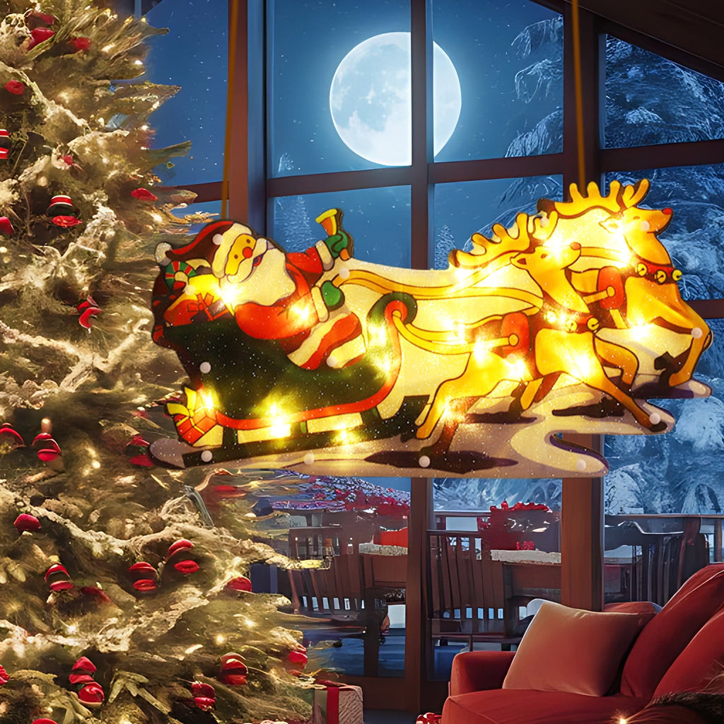 RXIRUCGD Christmas Window Hanging Lights Decorations, Christmas Window Lights with Suction Cup, Battery Operated Hanging Christmas Window Lights Indoor for Xmas Tree Fireplace Door Window Decor