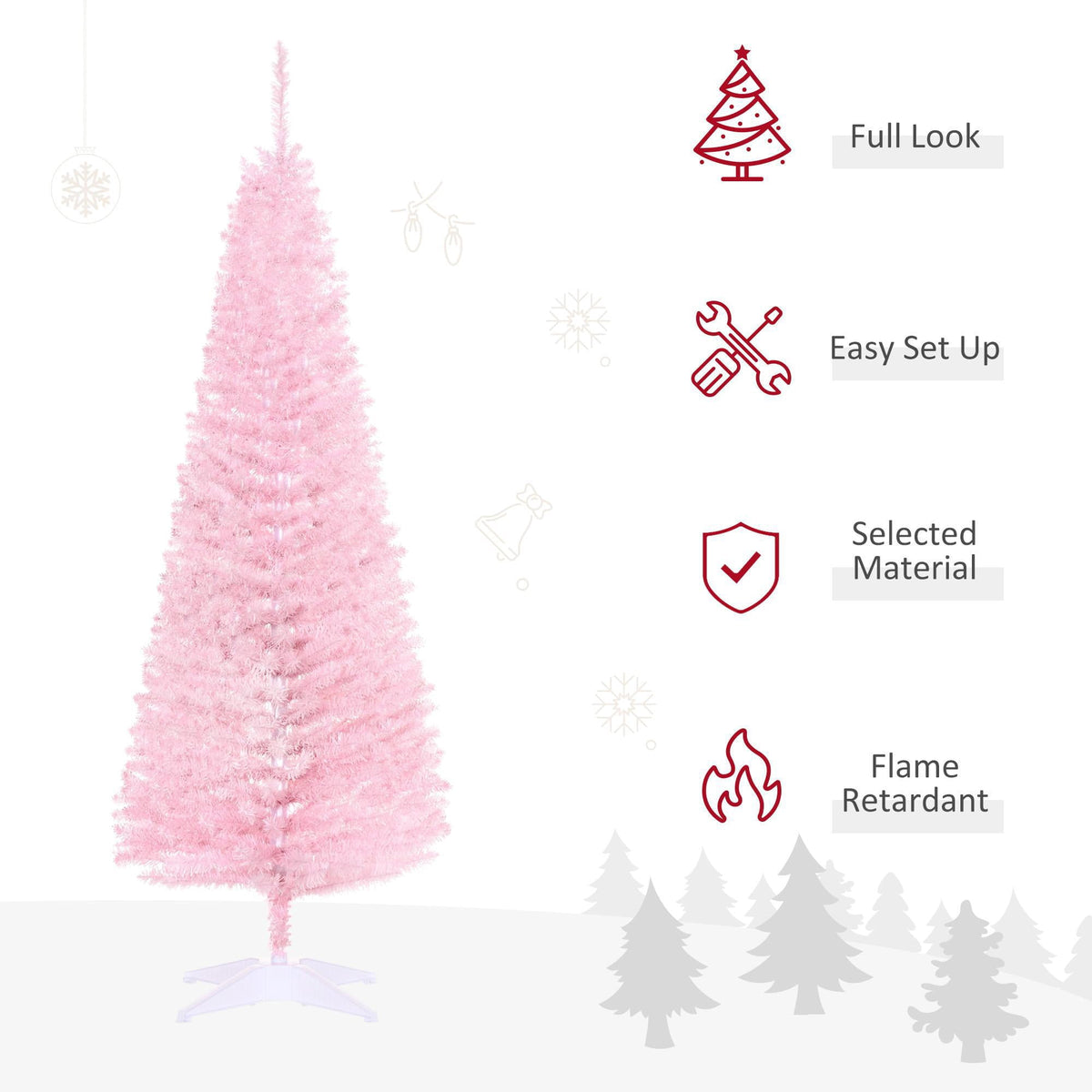 Kadyn Christmas Tree, Xmas Trees,6' Artificial Pencil Christmas Tree with 390 Realistic Branch Tips and Plastic Stand, Silver