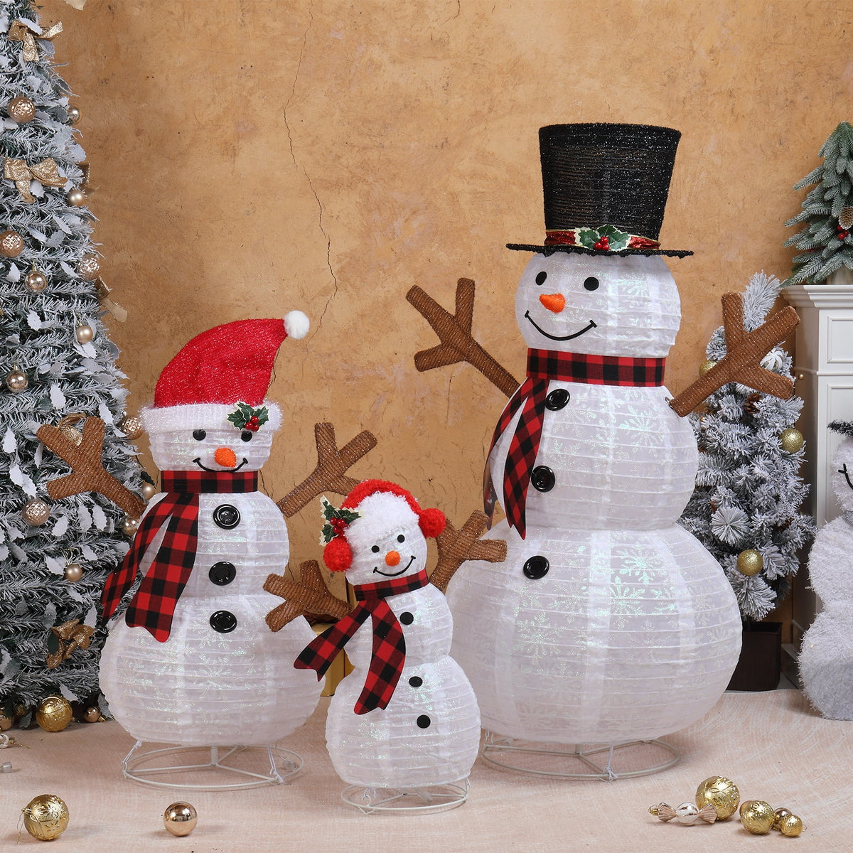 Ktaxon Lighted Christmas 4ft Snowman Family Set Outdoor Yard Decoration LED Lights