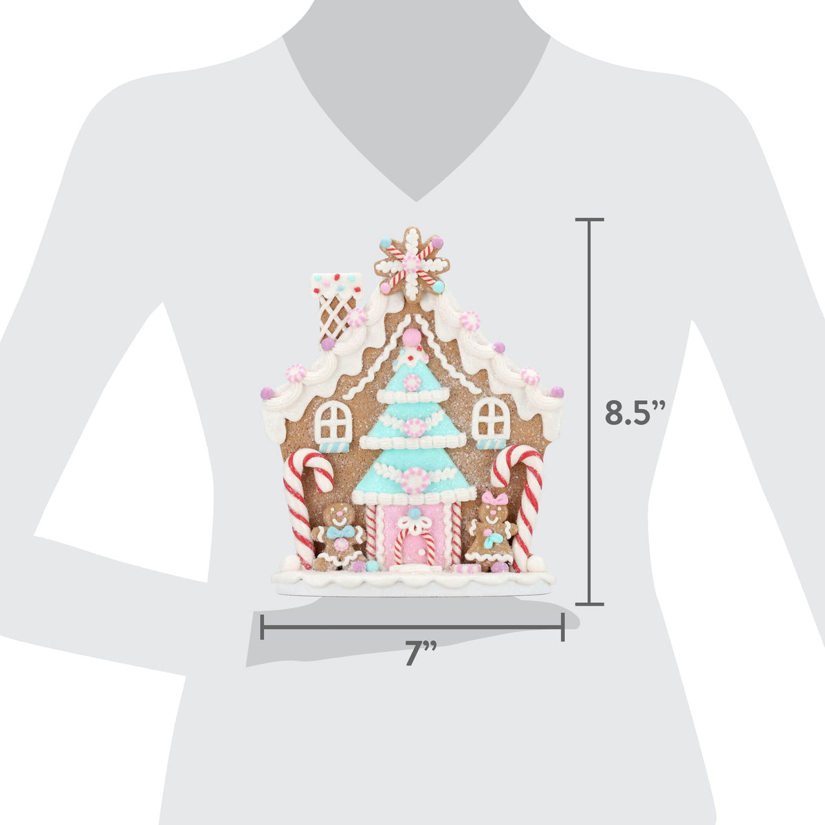 Clay Dough Gingerbread Candy Cane House Christmas Decoration, Multicolor, 8.5", by Holiday Time