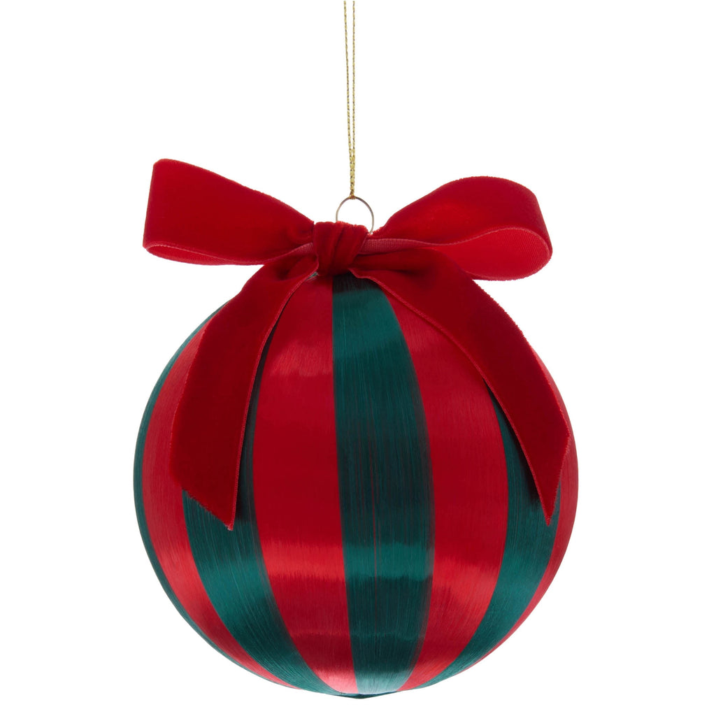 Red and Green Stripe Ball Christmas Ornament, 4", by Holiday Time
