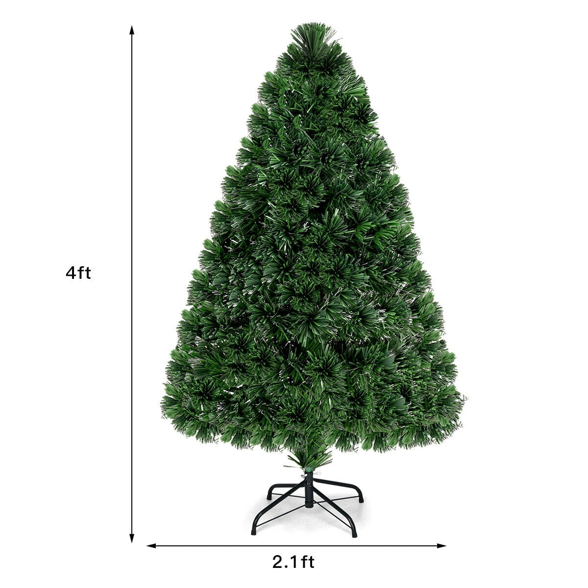 Costway 6Ft Pre-Lit Fiber Optic PVC Christmas Tree Metal Holiday