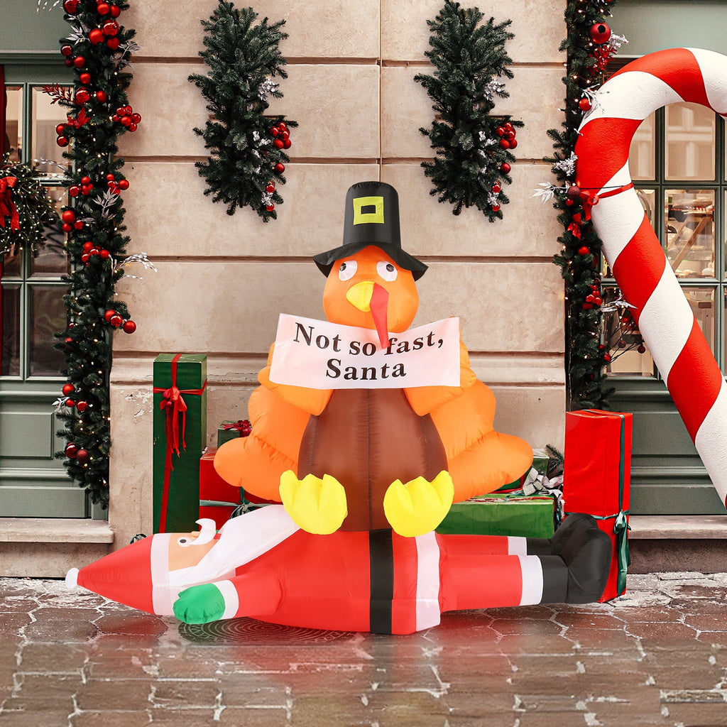 UBesGoo Inflatable Christmas Santa Claus & Turkey Decor Garden Decoration Thanksgiving