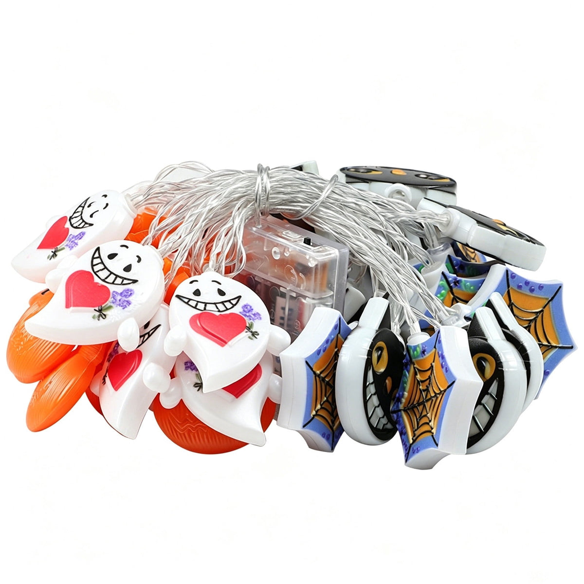 AZXY Halloween String Lights, Ghost Shaped White Halloween Lights, Indoor Outdoor Halloween Decor, Halloween Party Indoor Decor, Battery 5 FT Halloween Decorations, Stair Mantel Patio Halloween Decor