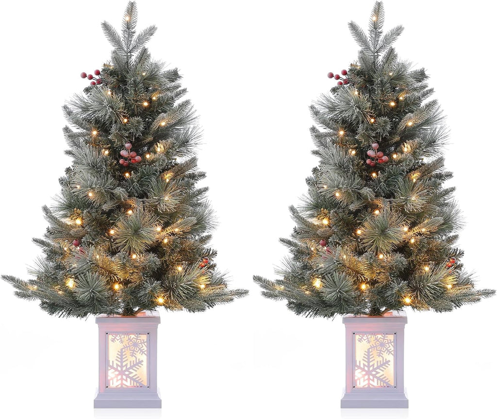 M optimized 3 Ft Prelit Christmas Tree with 8 Modes 78 Warm Lights, Artificial Christmas Trees Snow Flocked Small Christmas Tree, Xmas Tree Battery Operated Timer Function