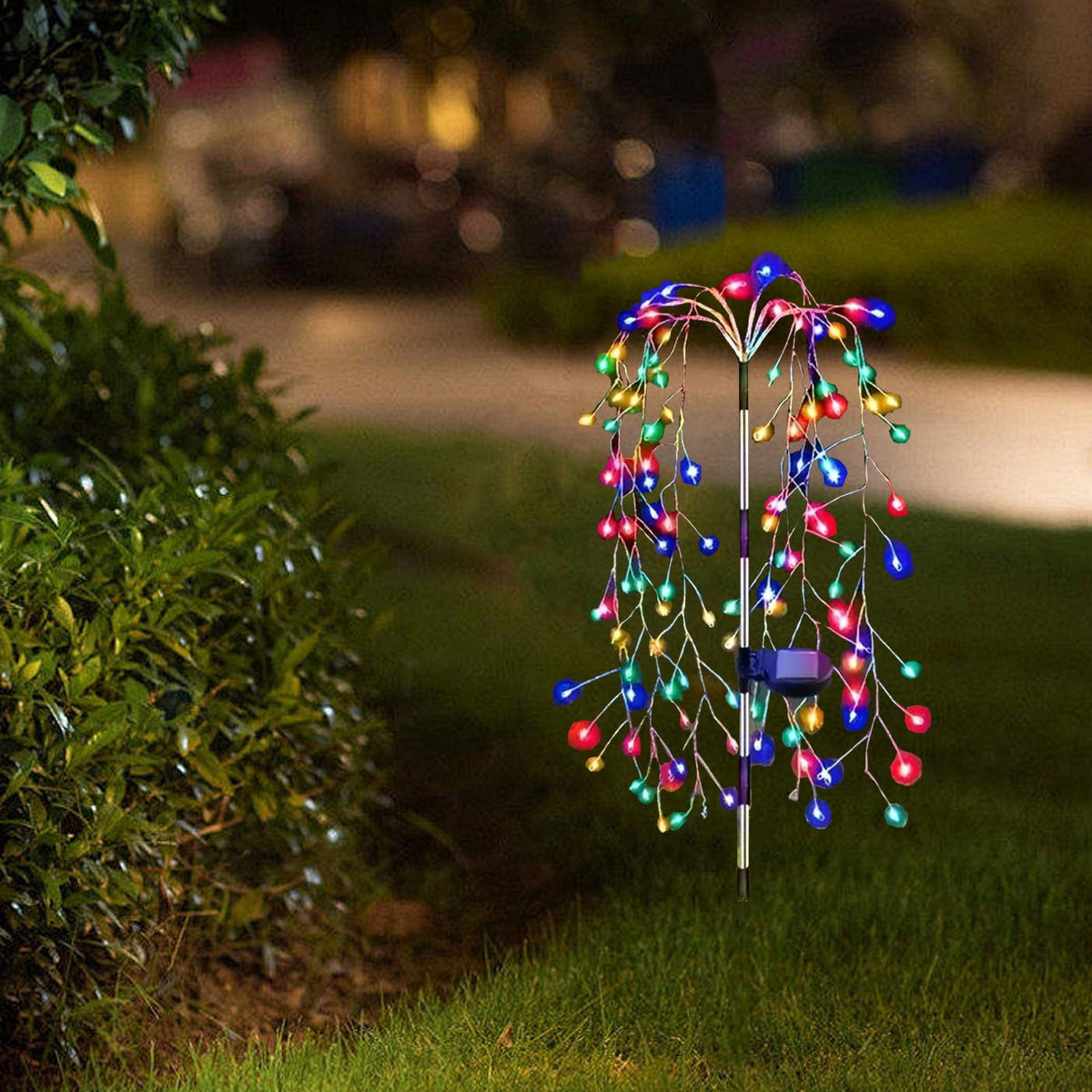 2 Pack Solar Garden Lights Christmas Halloween Decorations, Solar Willow Tree Lights, LED Solar Fairy Pathway String Lights Waterproof Copper Wire Lights for Home Yard Christmas Decoration Outdoor