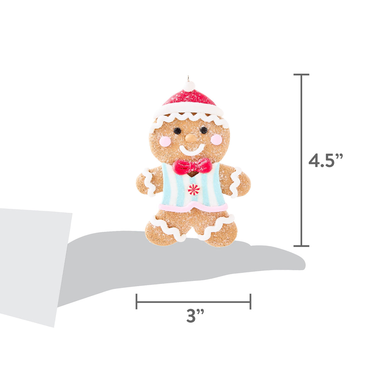Multicolor Clay Dough Gingerbread Boy with Hat Christmas Ornament, 4.5", by Holiday Time