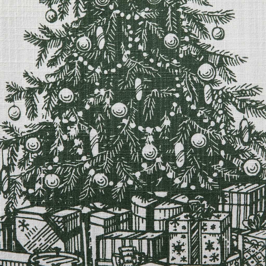 My Texas House Vintage Christmas Tree Decorative Pillow, Green and White, 20" x 20"