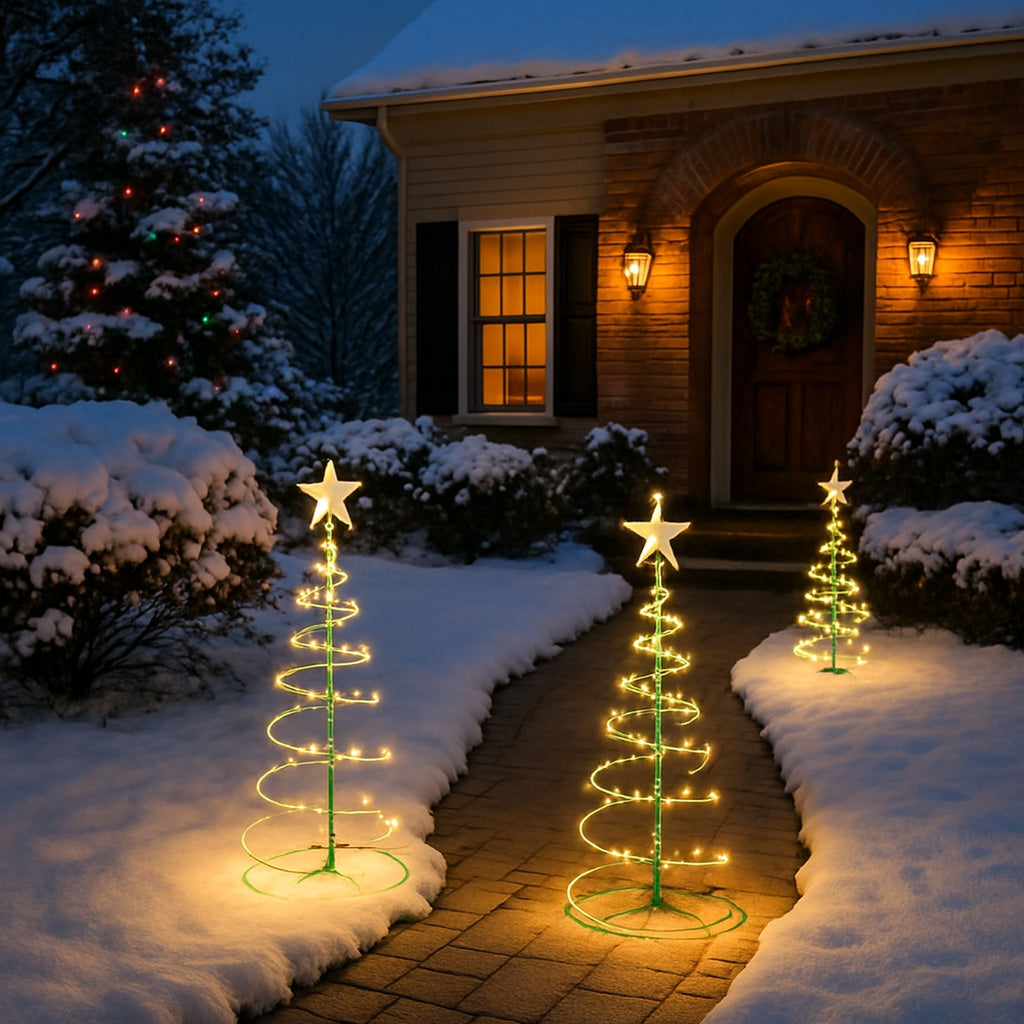 AuroraX Christmas Tree Christmas Decorations DIY 8 Lighting Modes Solar Waterproof Lighted Holiday Yard Stakes Indoor Outdoor Lights Patio Christmas Decorations