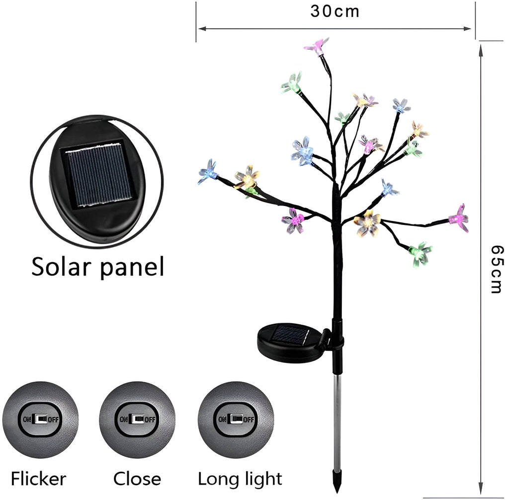 QiShi Solar Garden Lights Tree Outdoor Multi-Color Changing LED Stake Lights Flower for Garden, Patio, Yard and Decoration Solar Flickering Tree Lights (Tree,2 Pack)