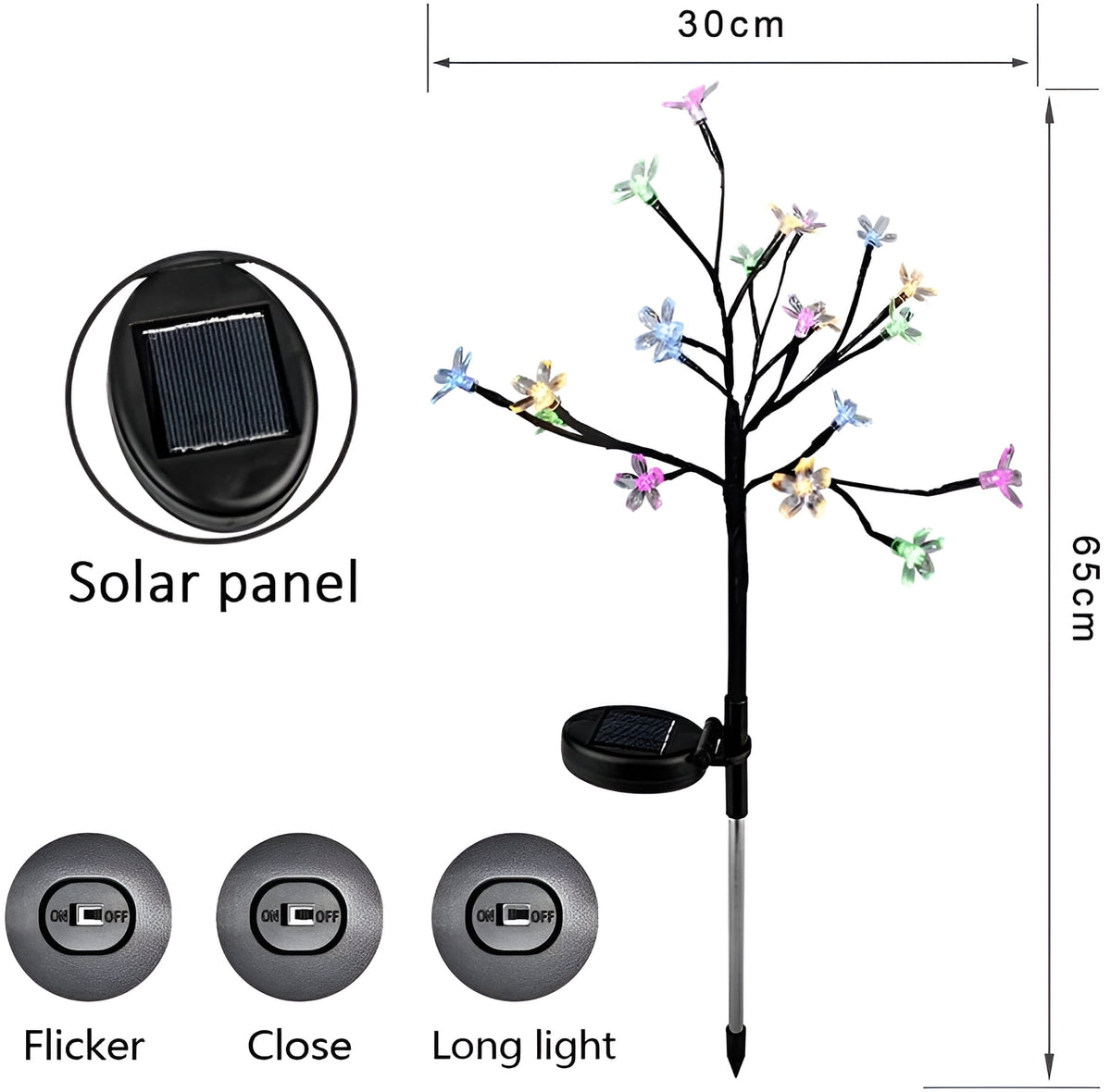 QiShi Solar Garden Lights Tree Outdoor Multi-Color Changing LED Stake Lights Flower for Garden, Patio, Yard and Decoration Solar Flickering Tree Lights (Tree,2 Pack)
