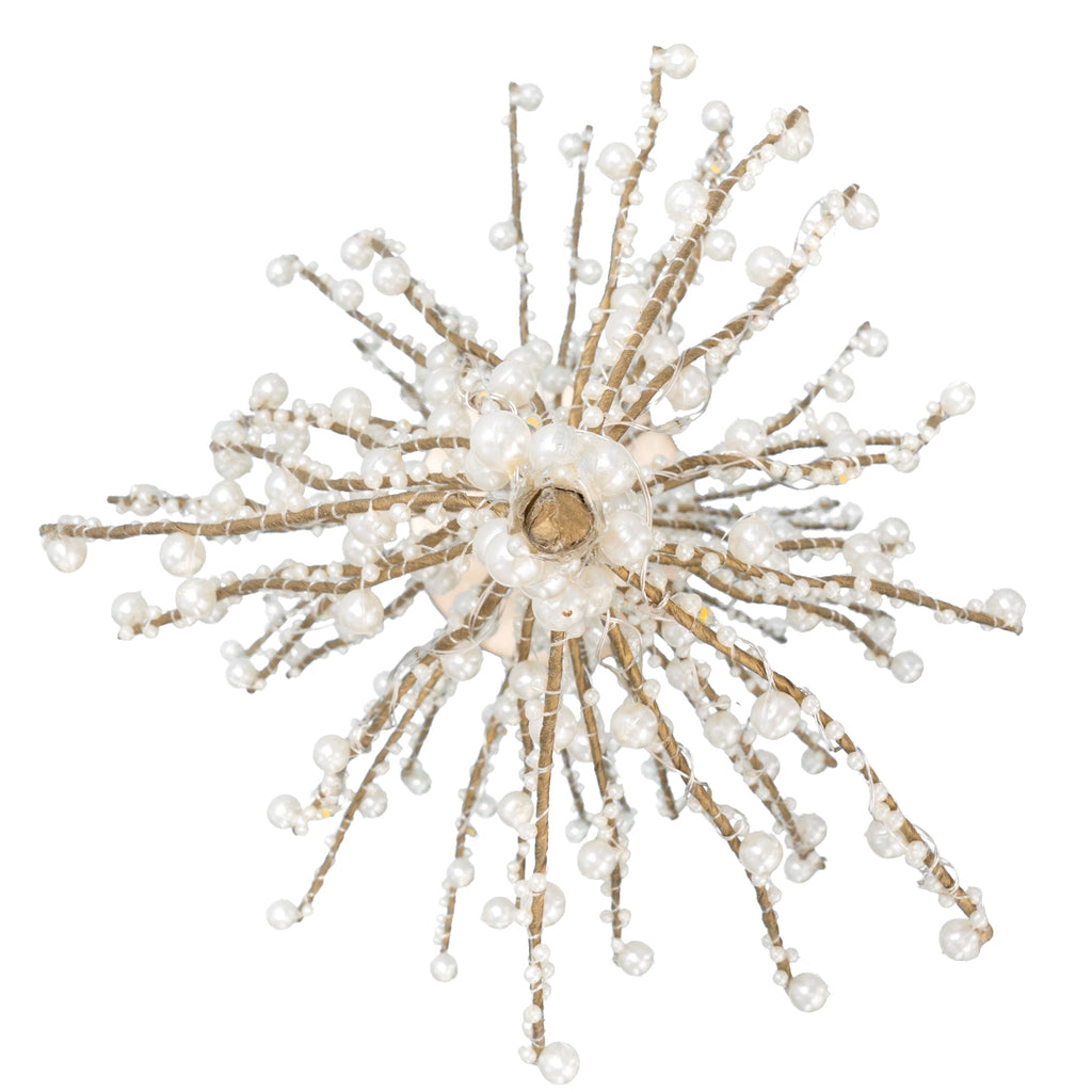 My Texas House Light-Up Beaded Tree Christmas Decoration, White and Gold, 18.5"