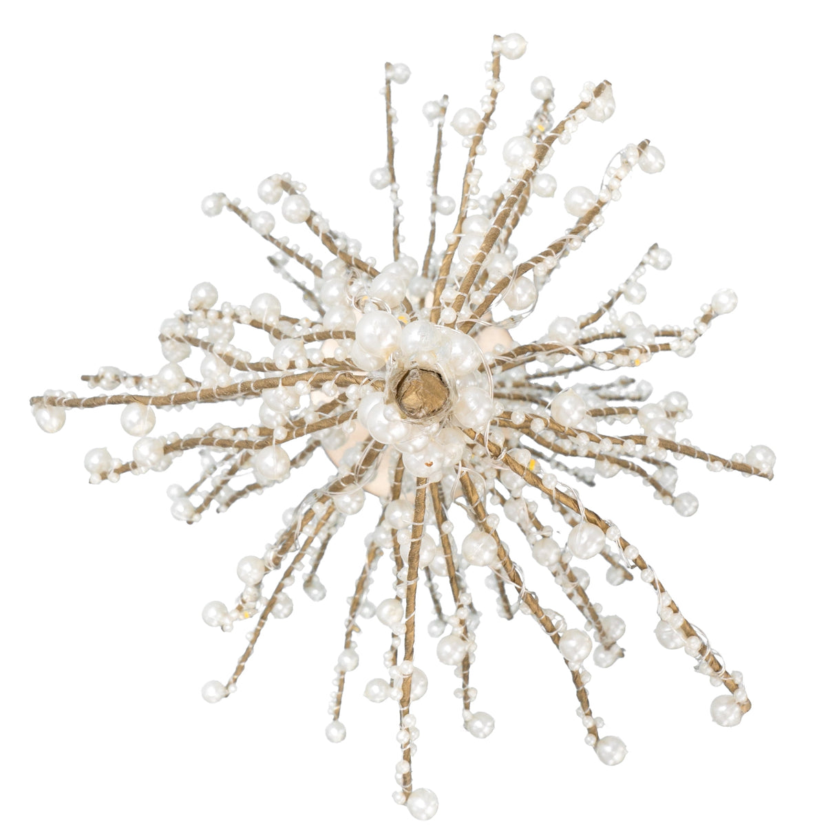 My Texas House Light-Up Beaded Tree Christmas Decoration, White and Gold, 18.5"