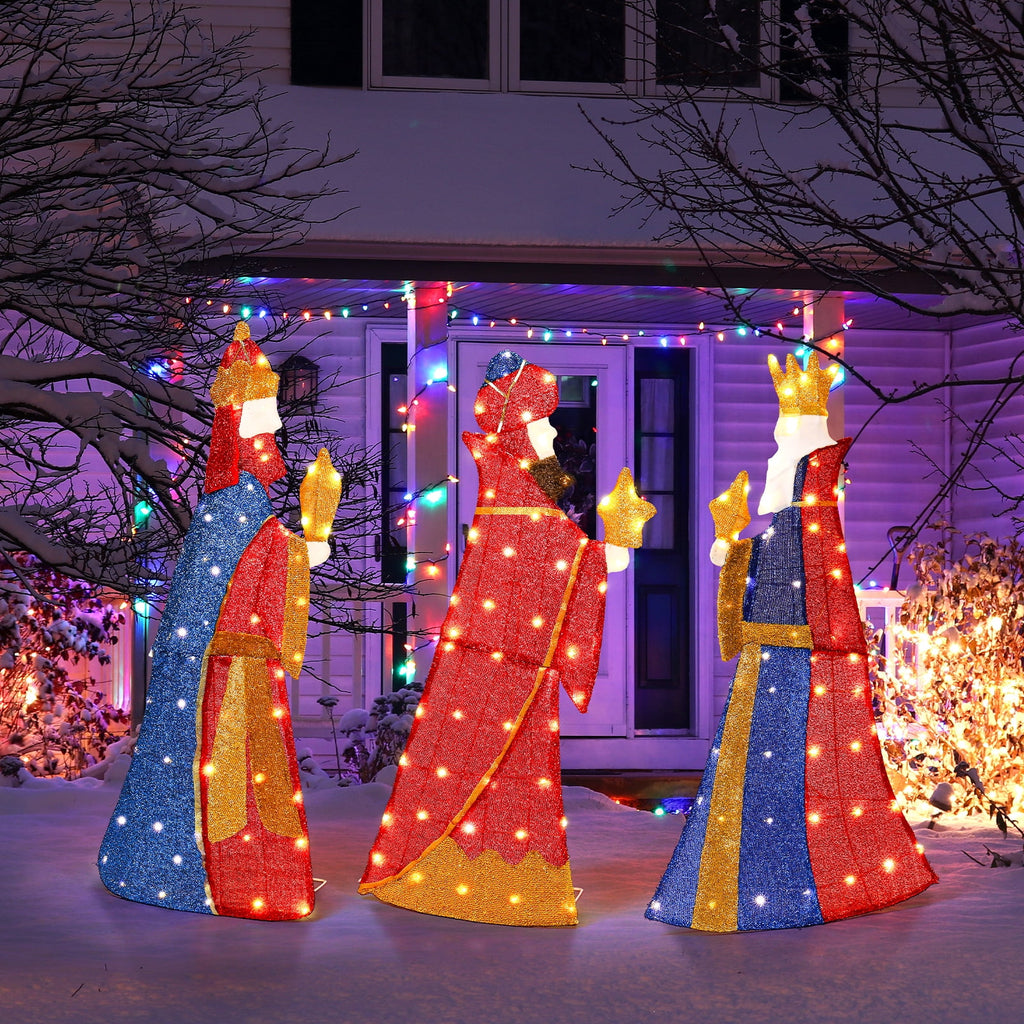 Ktaxon 6ft Christmas Lighted Three Kings Decor,Three Wise Man,Holy Family Christmas Outdoor Decor,Yard Decoration with 160LED Lights