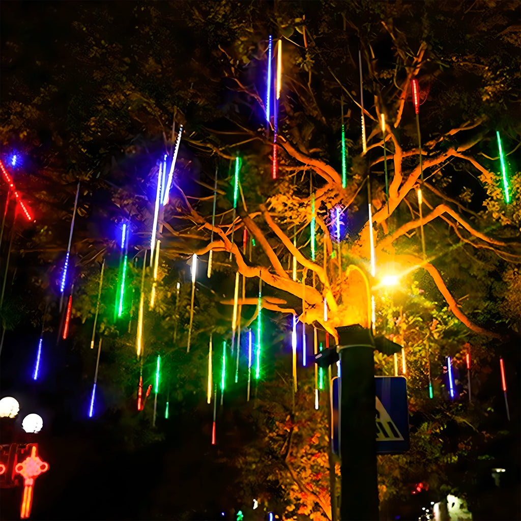 DAYBETTER Multi-Color Meteor Shower Lights Outdoor, Christmas&nbsp;Sting Lights 20in 10 Tube Waterproof Connectable Falling Rain Lights for Garden&nbsp;Yard&nbsp;Halloween Christmas Decoration