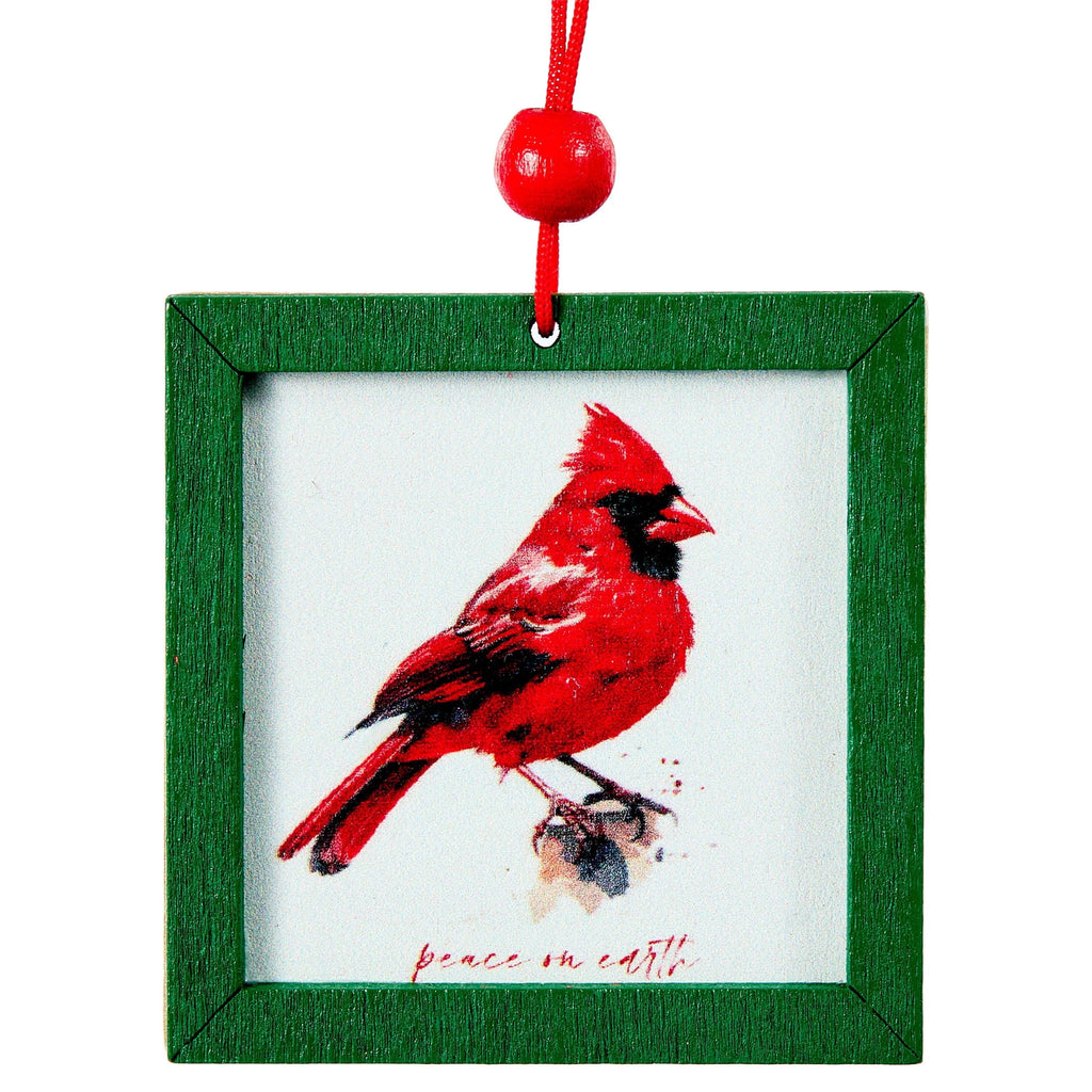4-Count Red and Green Santa and Cardinal Artwork Christmas Ornaments, 2", by Holiday Time
