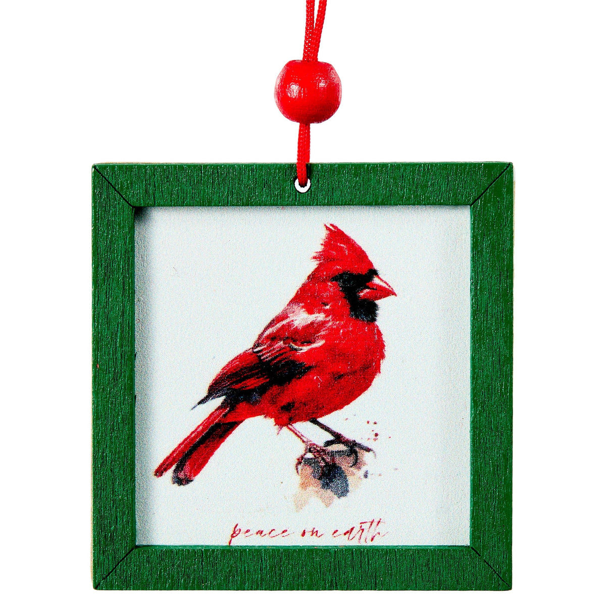 4-Count Red and Green Santa and Cardinal Artwork Christmas Ornaments, 2", by Holiday Time