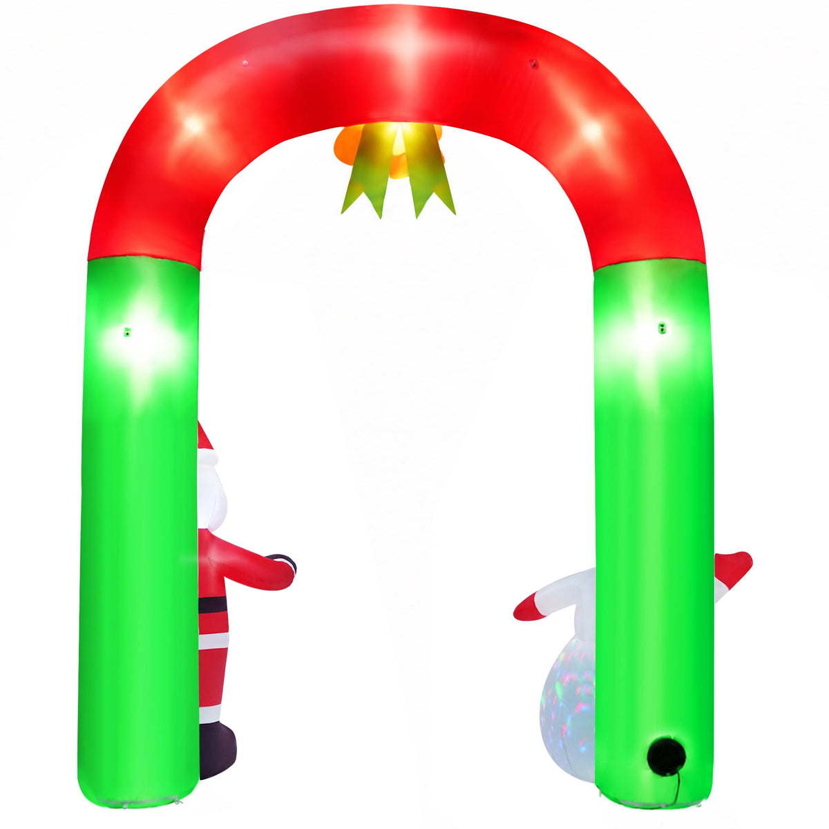 Yexmas 8FT Christmas Inflatable Archway,Christmas Blow Up Yard Decorations with Santa Claus and Snowman,Outdoor Christmas Decorations with Bow LED Lights