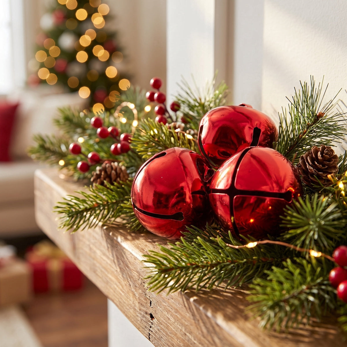 18-Count Red Metal Jingle Bell Christmas Ornaments, 1", by Holiday Time