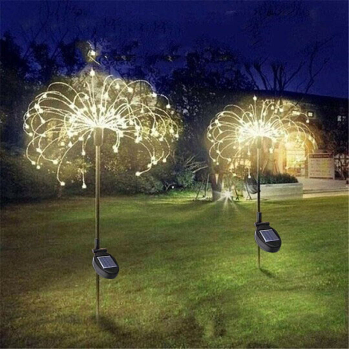 Solar Lights Outdoor Garden Decor Waterproof 1 Pack, Solar 90 LED Fireworks Fairy Lights Yard Decorative Outside, Sparklers Sticks Twinkle Lights Patio Flower Bed Planter Pathway Lawn Decorations