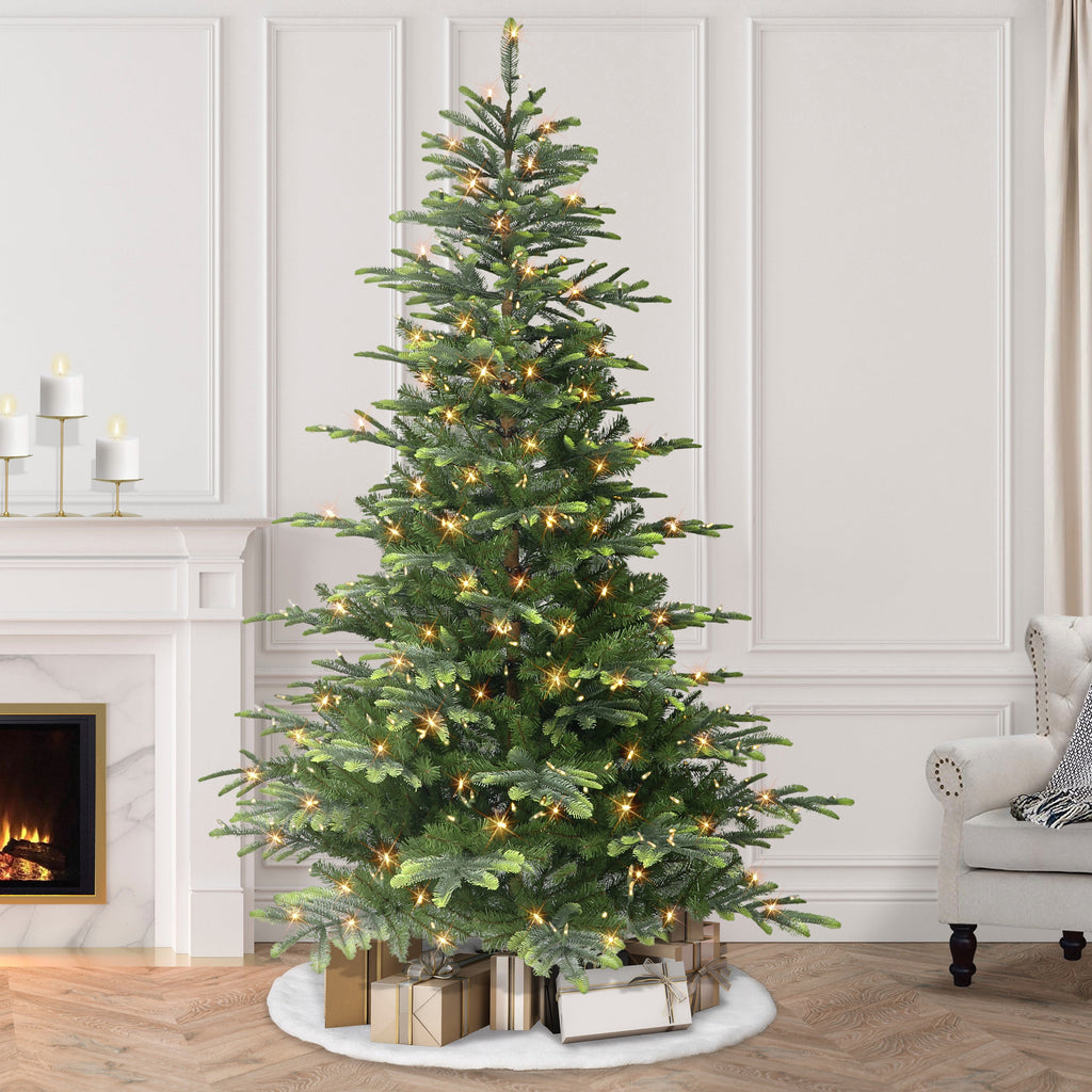 7 .5 ft Pre-lit Aspen Green Fir Tree 600 Color Select LED Lights On/Off Foot Pedal