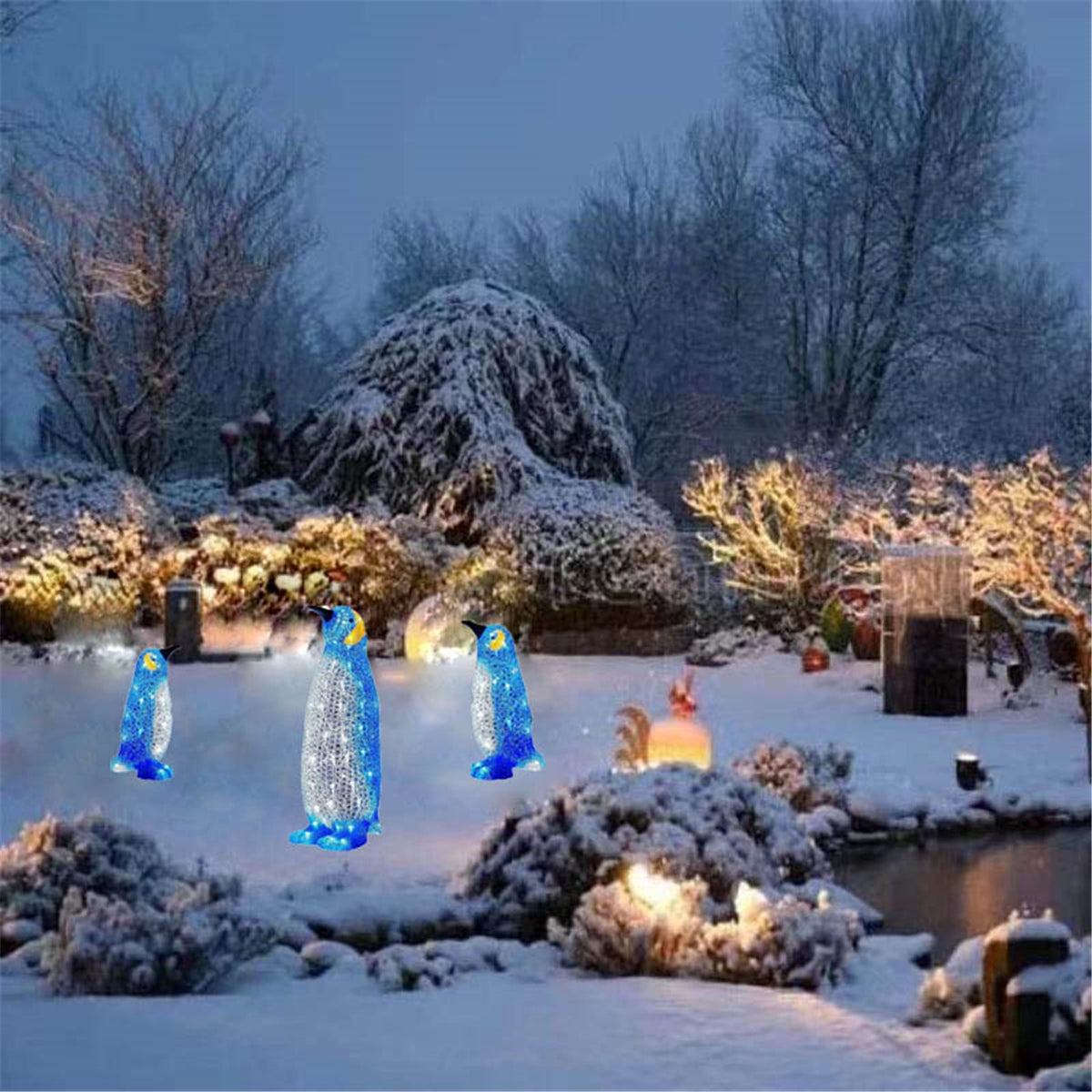 AZXY Clearance!Christmas Yard Decorations Penguin,Pre-Lit Penguin Christmas Garden Stakes,Large Animals Statue Outdoor Ornaments with Led Lights for Outdoor Decorations