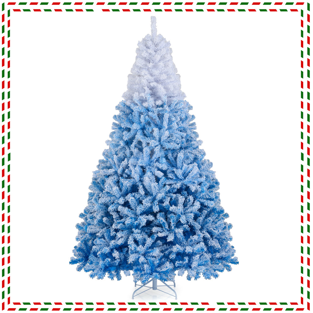 Costway 6 FT Artificial Christmas Tree with 250 Warm White LED Lights, 8 Lighting Modes & Folding Metal Stand White & Pink