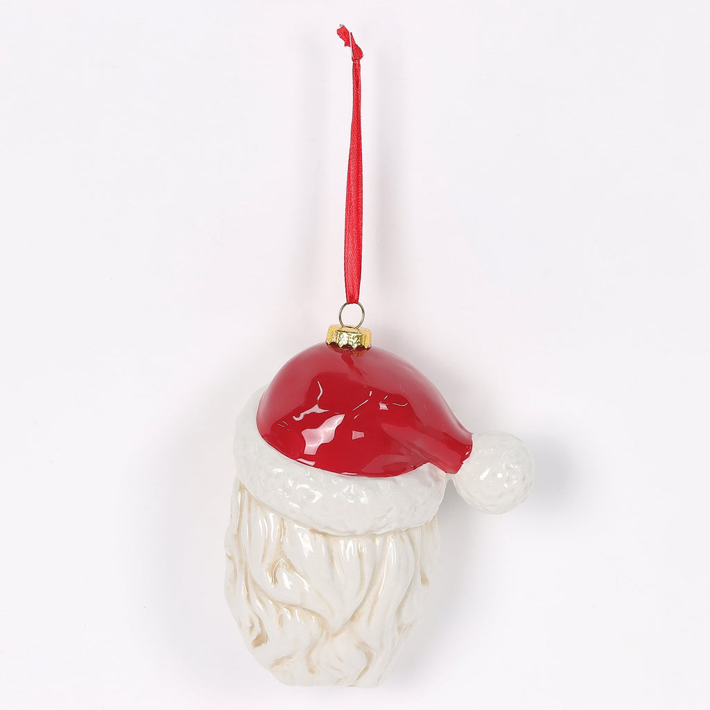 White and Red Ceramic Santa Christmas Ornament, 5.3", by Holiday Time