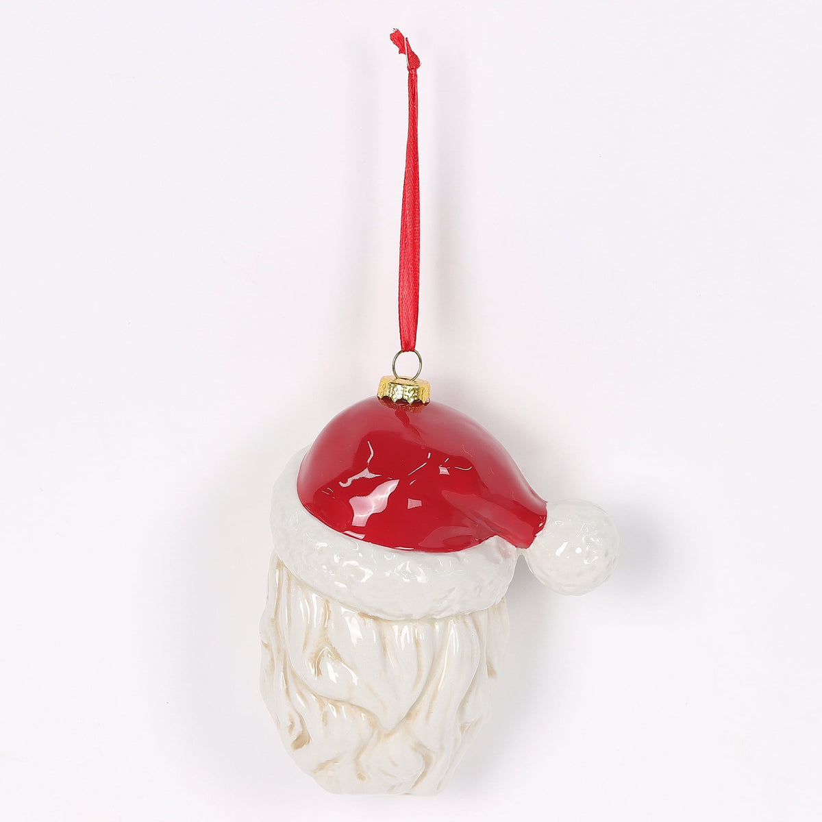White and Red Ceramic Santa Christmas Ornament, 5.3", by Holiday Time