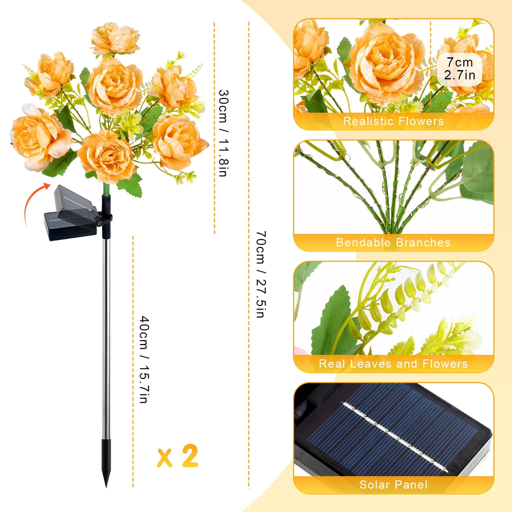 Qoosea Solar Garden Lights Outdoor Waterproof Decorative Flower New Upgraded 2 pack with 17 Butterfly Solar Lights for Garden Yard Outdoor Decor Pathway, Gifts for Mom