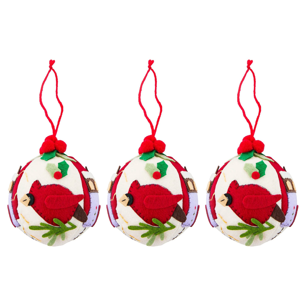 4-Count Multicolor Fabric Cardinal Ball Christmas Ornaments, 4.75", by Holiday Time