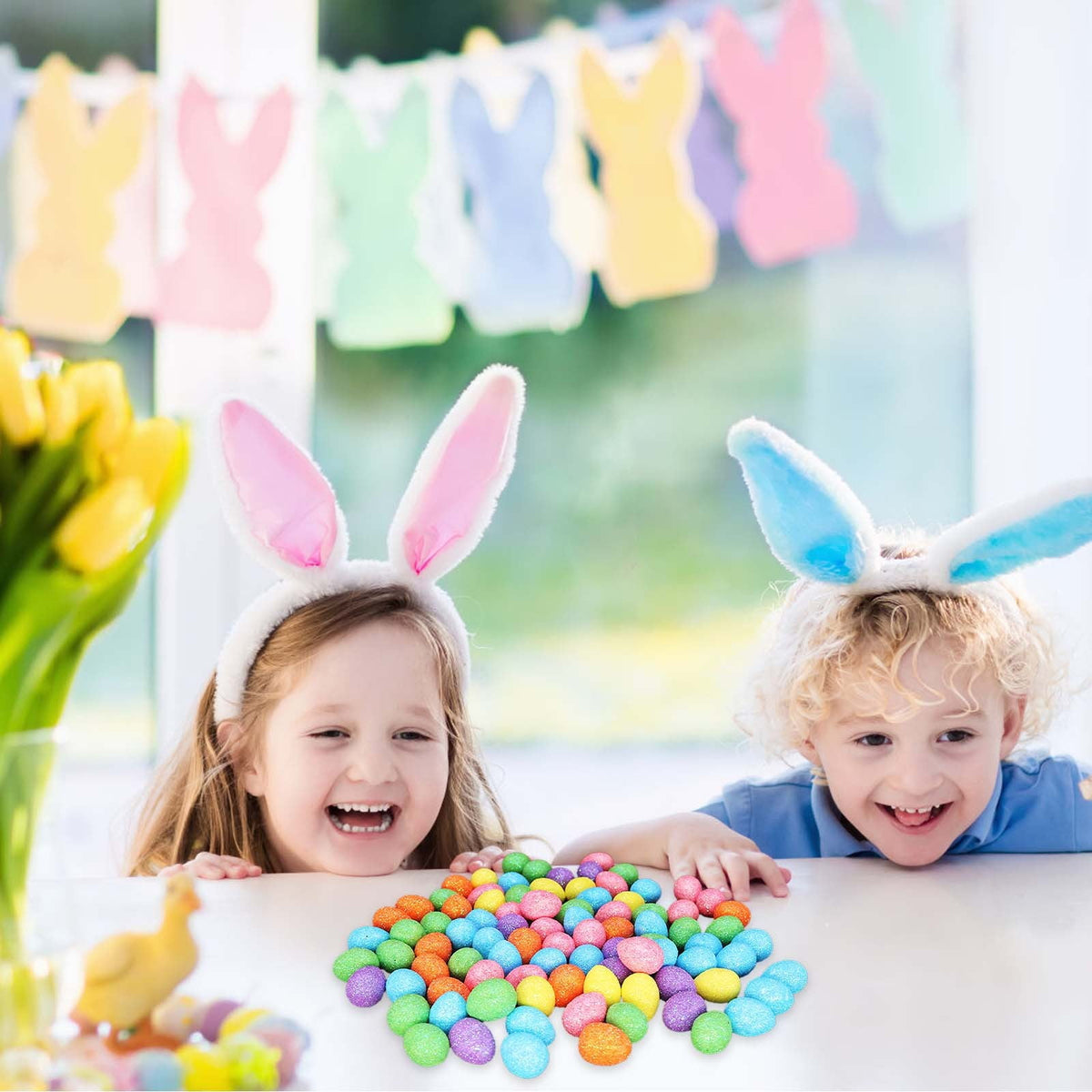 XGFHYJEH Easter Lighted Window Decorations, Easter Egg Lights, Easter Lights, Egg String Lights, Easter Decorations Indoors, Easter Hanging Decoration