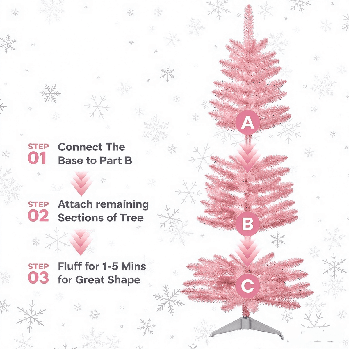 Cowin 4ft Artificial Christmas Tree,Pre-lit Tinsel Pine Spruce Tree, Small Xmas Tree for Home, Office and Party,White