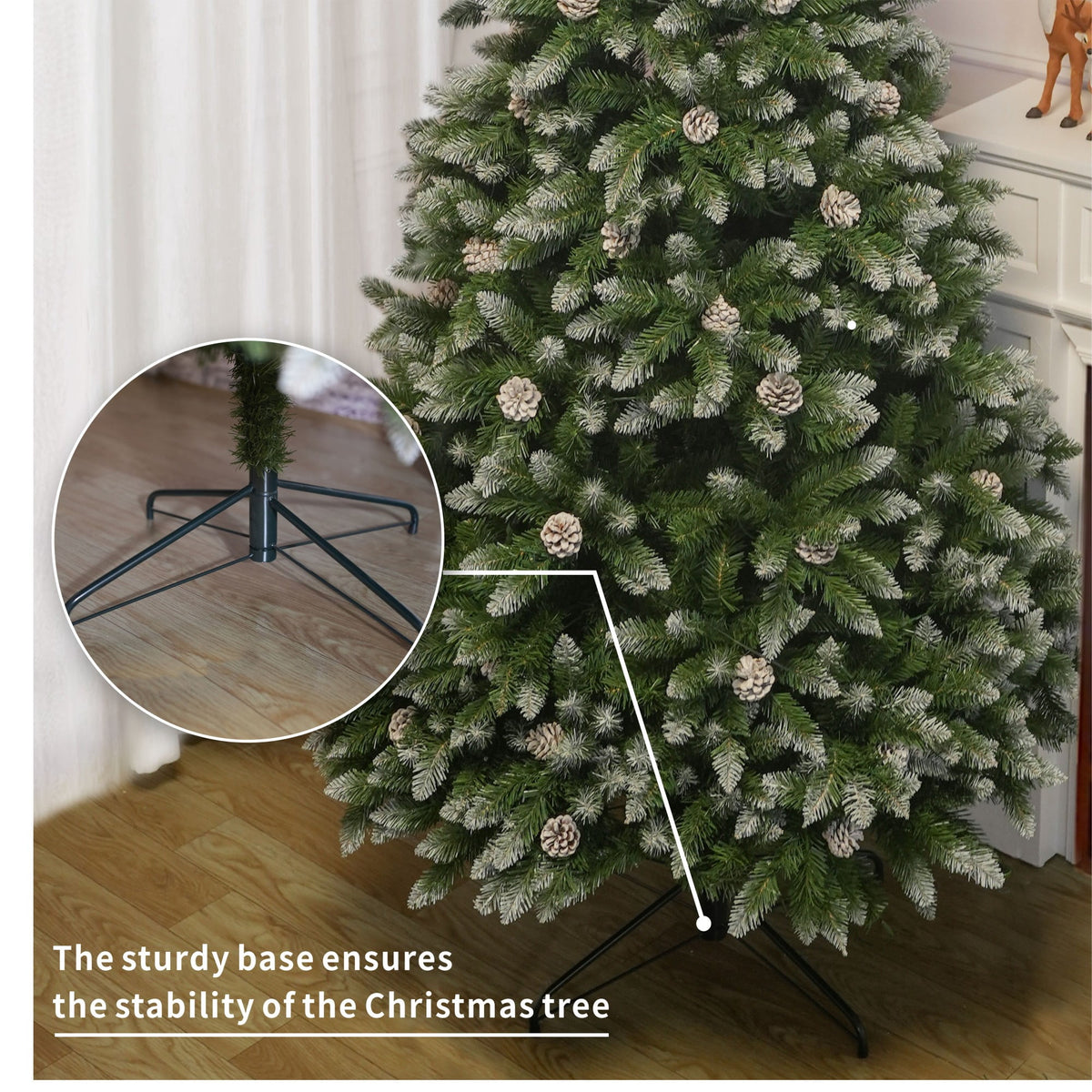 6' Premium Pine Artificial Christmas Tree with Hinged Branches & 60 Pine Cones