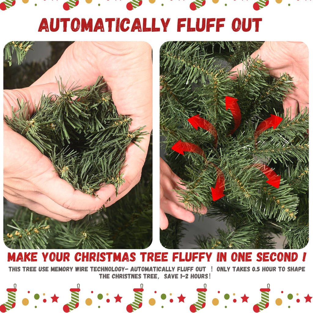Makeatree 6FT Prelit Blue Spruce Artificial Christmas Tree w/ 500 LED Lights,1878 PE&PVC Branch Tips