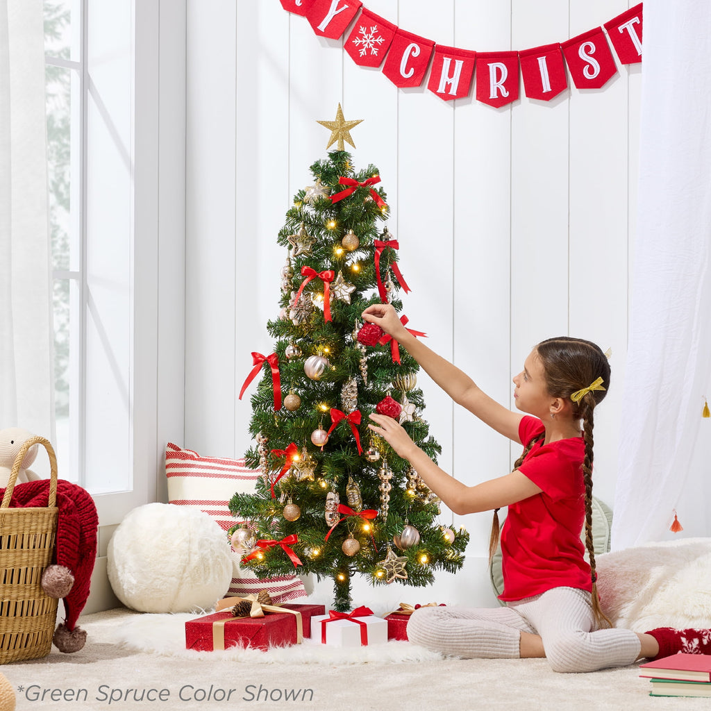 Best Choice Products 4ft Prelit Colored Christmas Tree, Artificial Tree Holiday Decor w/ 70 LED Lights - Baby Blue Tinsel