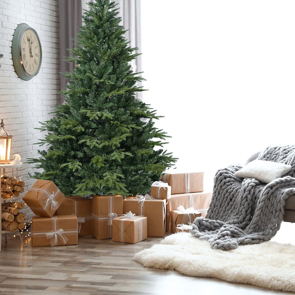 Soilhill Unlit Artificial Full Christmas Tree 6.5FT with 2356 PE PVC Tips, Premium Holiday Xmas Tree with Metal Hinges & Foldable Base for Home Office Party, Green