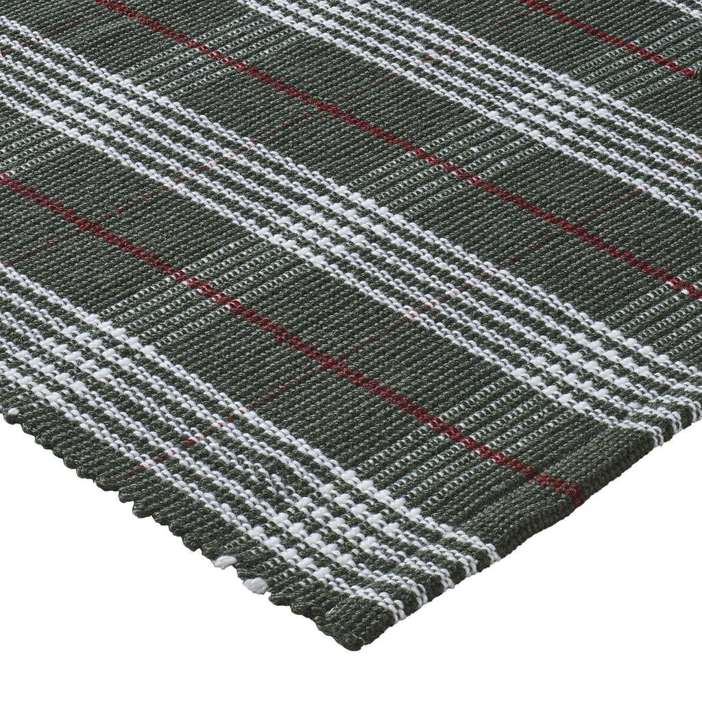 My Texas House Green Holiday Plaid Indoor/Outdoor Layering Christmas Rug, 24" x 38"