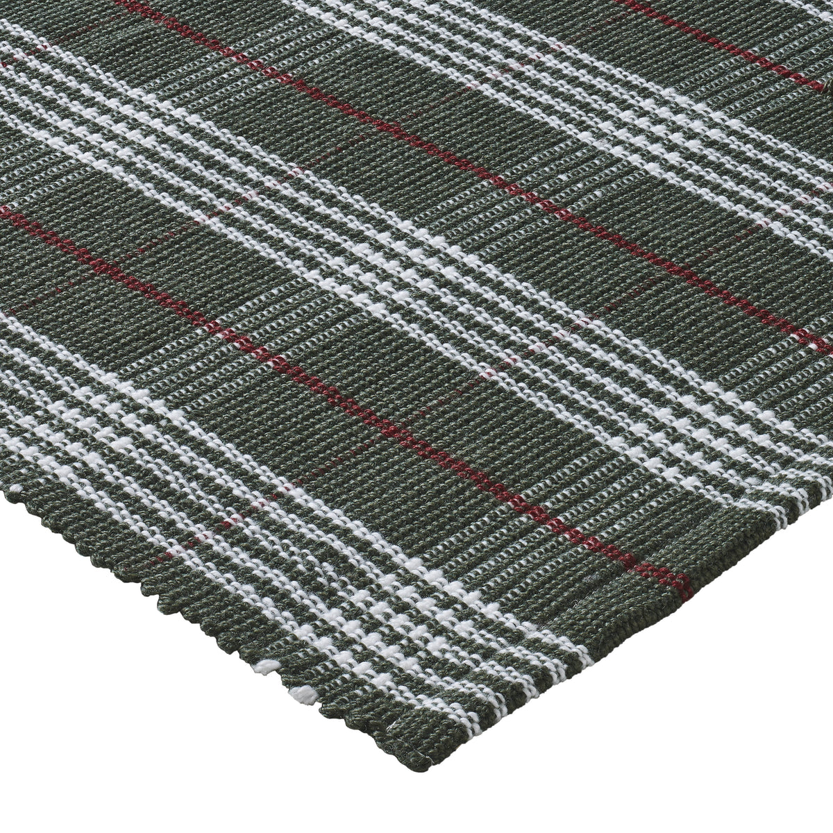 My Texas House Green Holiday Plaid Indoor/Outdoor Layering Christmas Rug, 24" x 38"