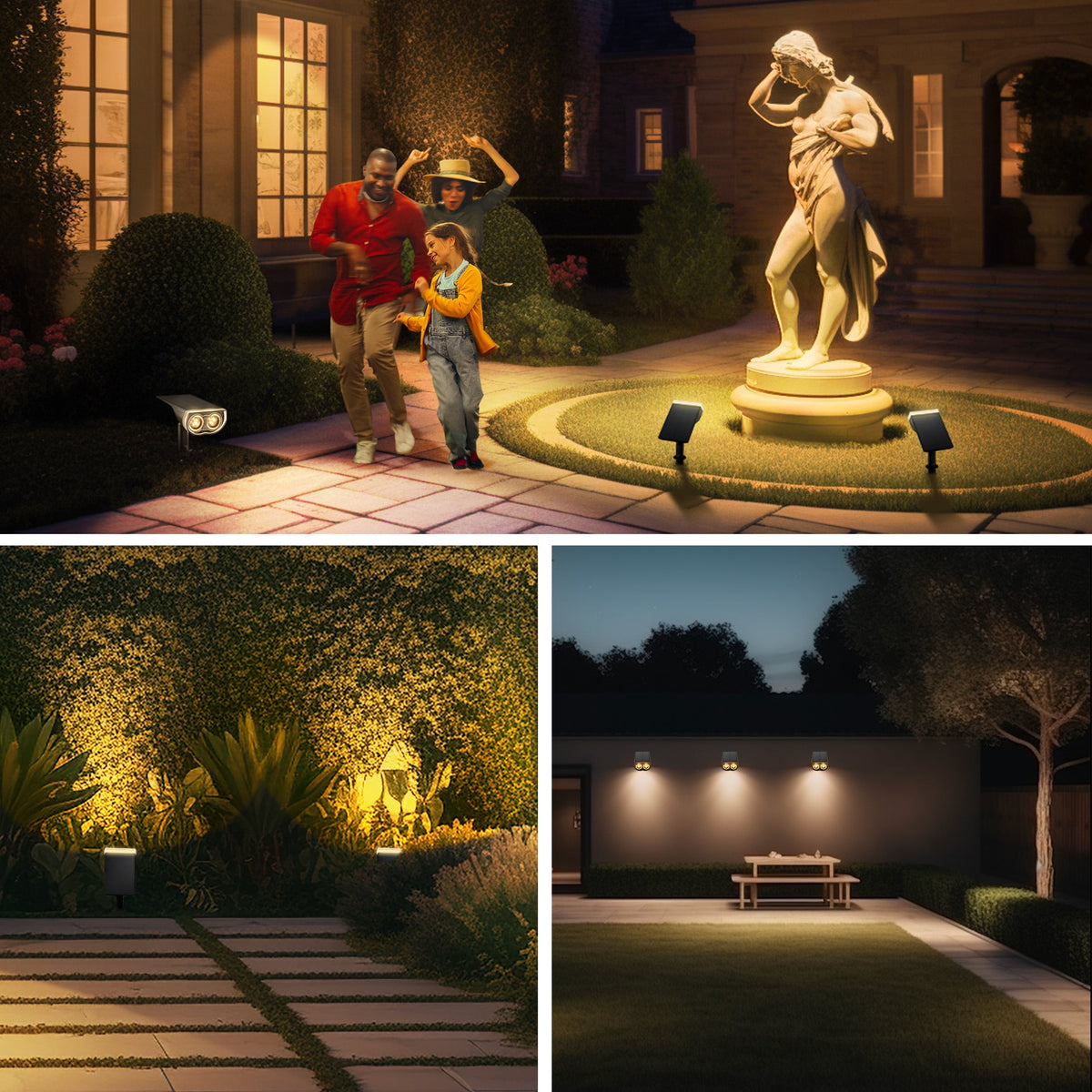 Linkind Solar Lights Outdoor, LED Solar Landscape Spotlights, IP67 Waterproof Outdoor Lighting for Yard, Garden, Pathway, Patio, 2 Pack (Daylight)