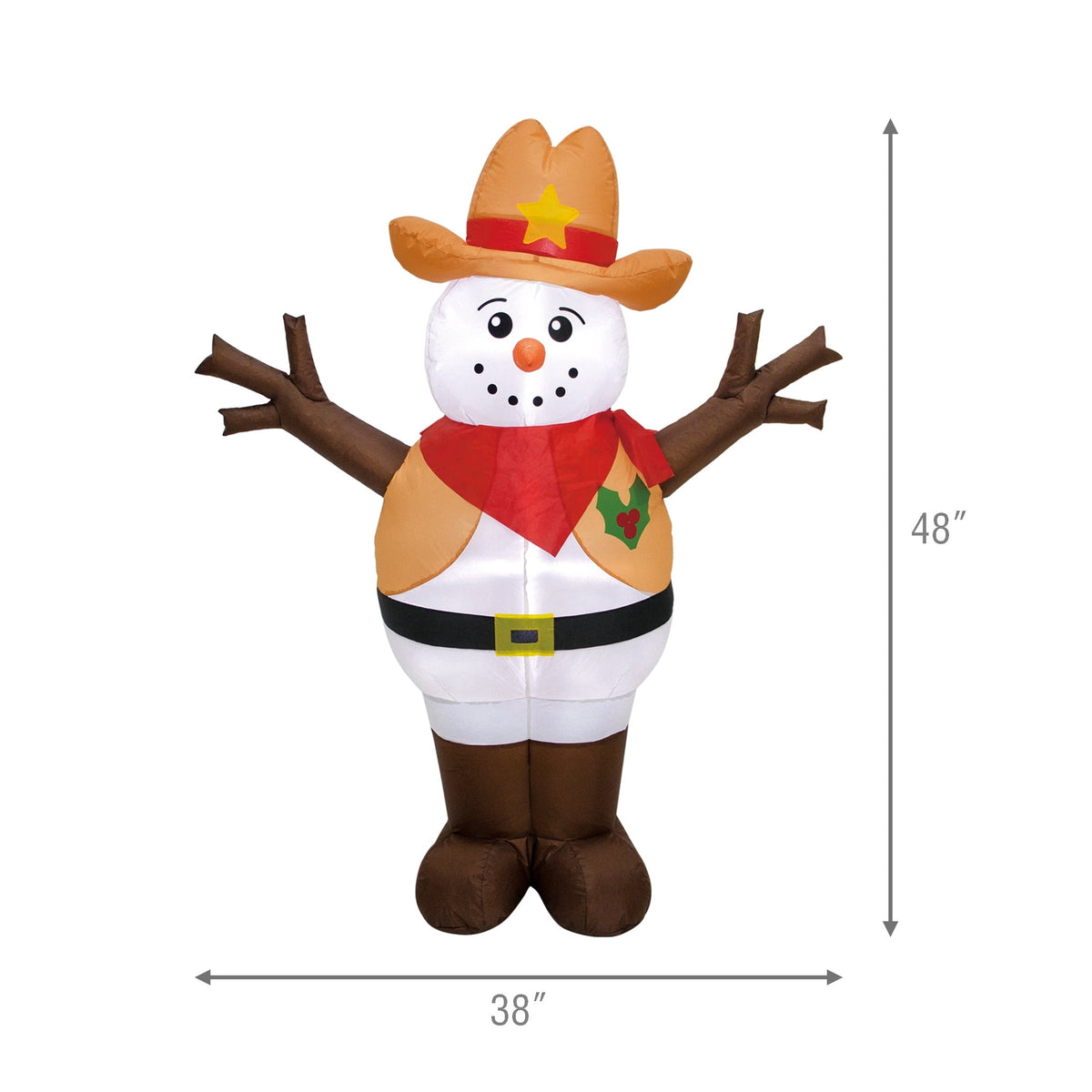 Multicolor Sheriff Snowman Christmas Yard Inflatable, 4', by Holiday Time