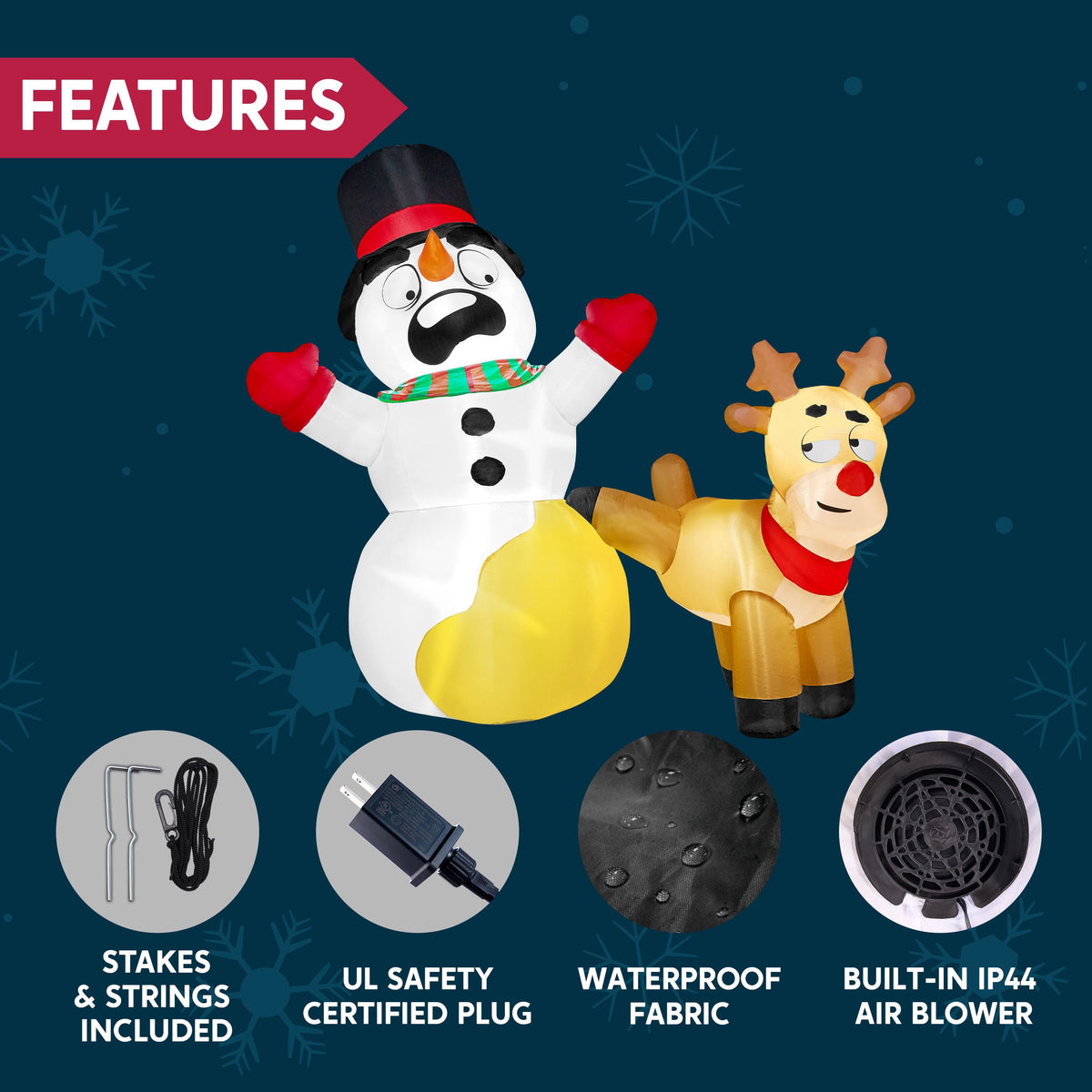 Joyfy 6 FT Christmas Inflatables Snowman Outdoor Decorations,Snowman Christmas Blow Ups Yard Christmas with Built-in LEDs for Holiday Party Garden Lawn Decor