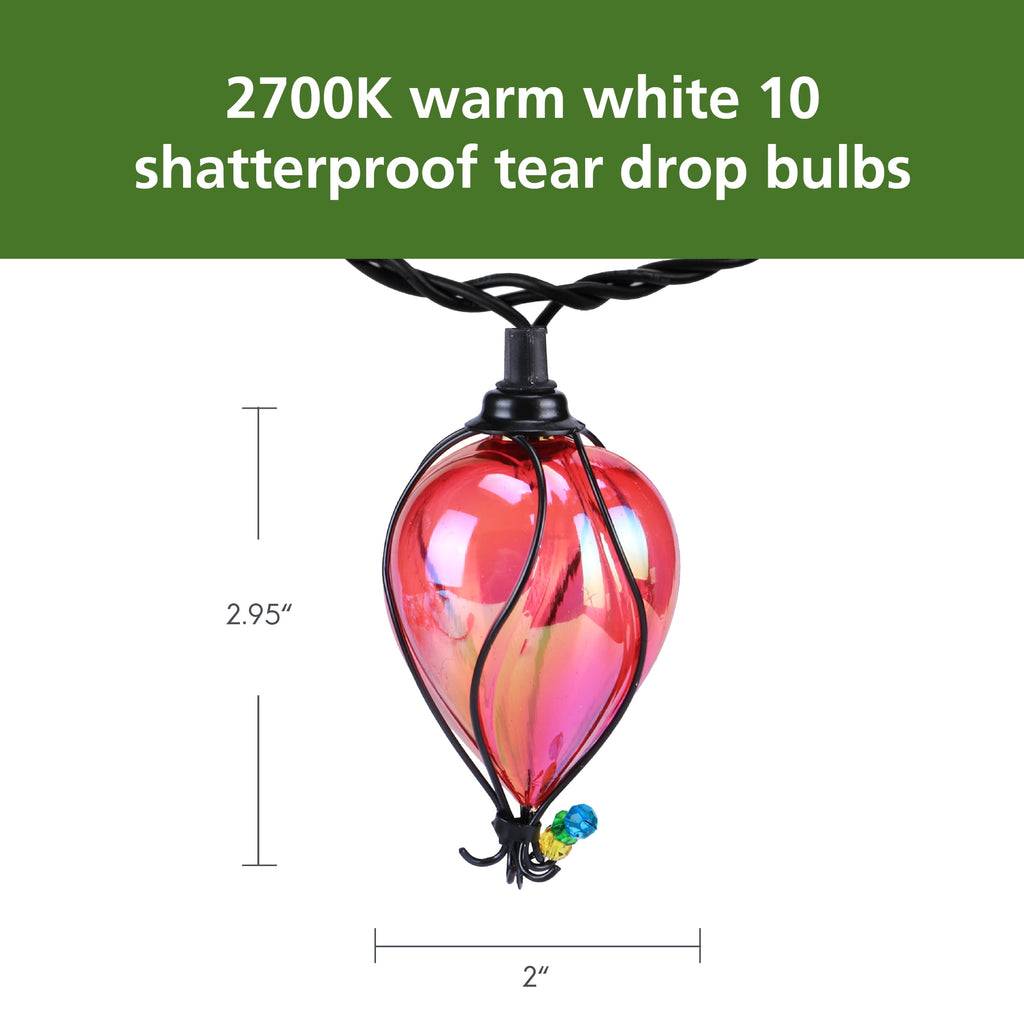 Mainstays 10-Count 7.4 ft Multicolor LED Tear Drop Outdoor String Lights