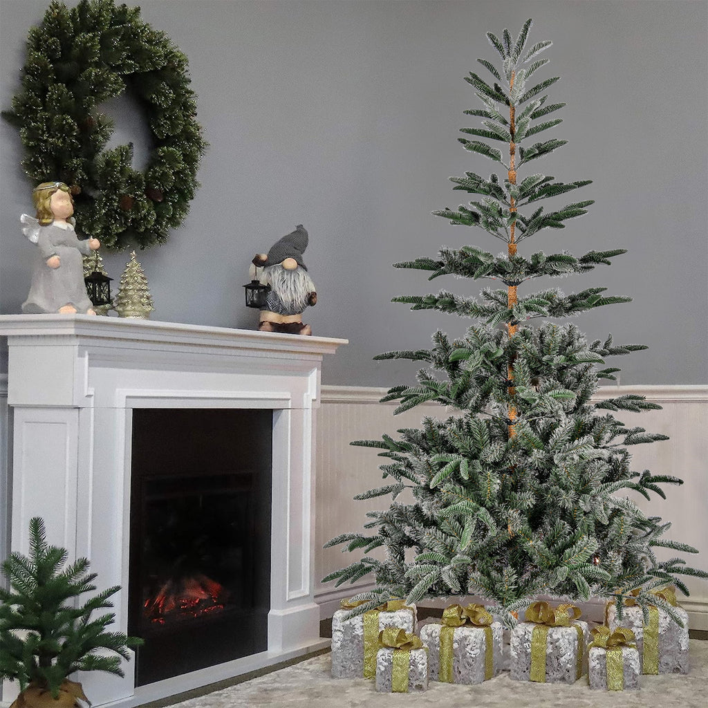 Fenbeli 6ft Artificial Christmas Tree with Metal Base, Indoor Outdoor Green