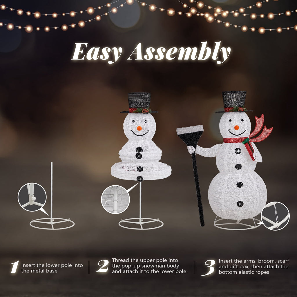 UBesGoo 5ft Lighted Snowman,Pop-Up Design Christmas Outdoor Decor Holiday Decoration