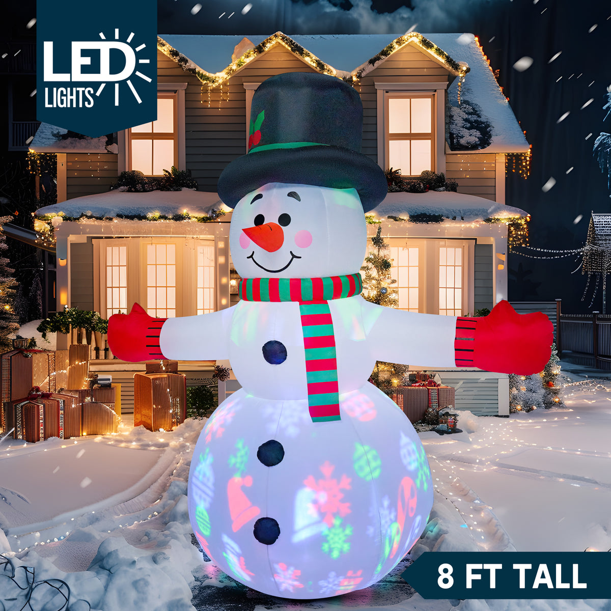 Joyfy 6 FT Christmas Inflatables Snowman Outdoor Decorations,Snowman Christmas Blow Ups Yard Christmas with Built-in LEDs for Holiday Party Garden Lawn Decor