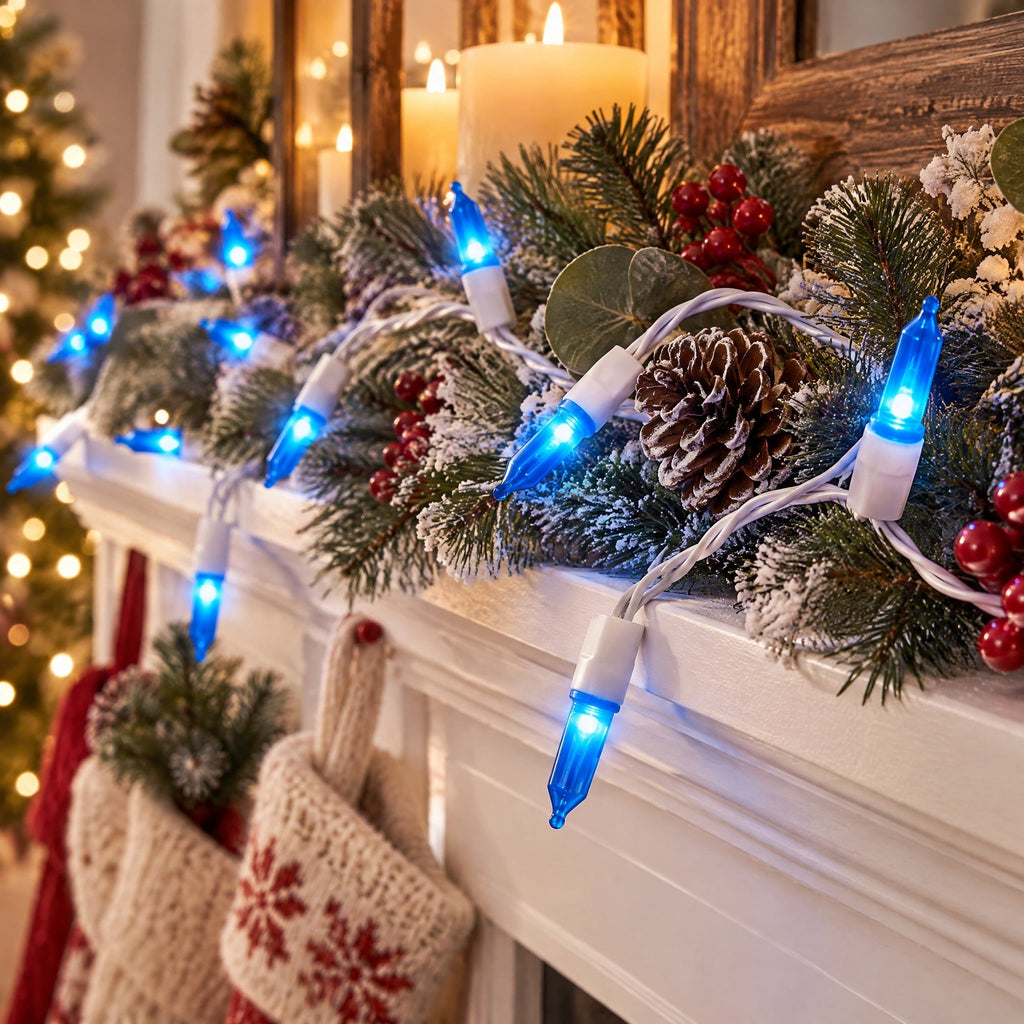 Indoor/Outdoor 100-Count LED Mini Christmas String Lights, Warm White, White Wire, 19.5', by Holiday Time